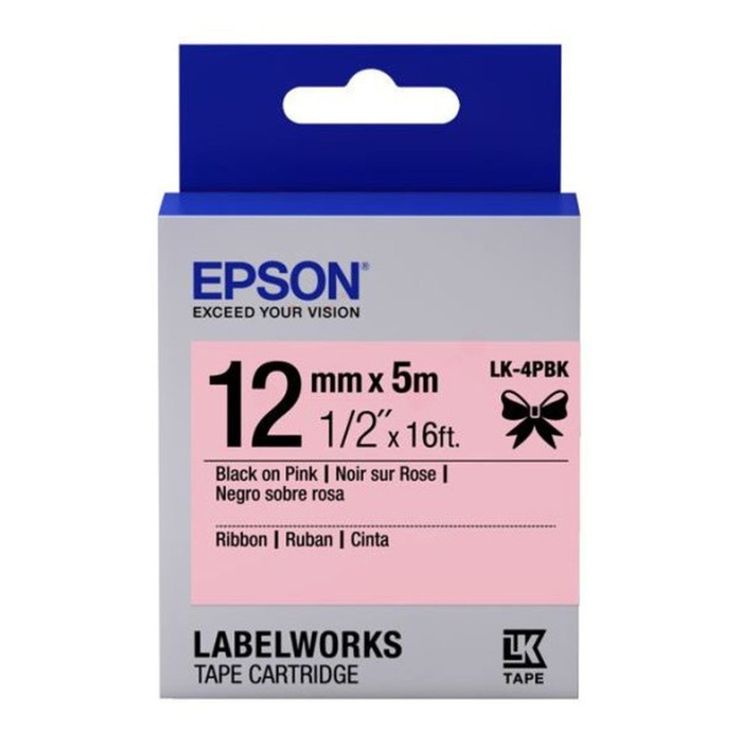 Rouleau d'étiquettes d'origine Epson C53S654031 / LK-4PBK - noir, rose