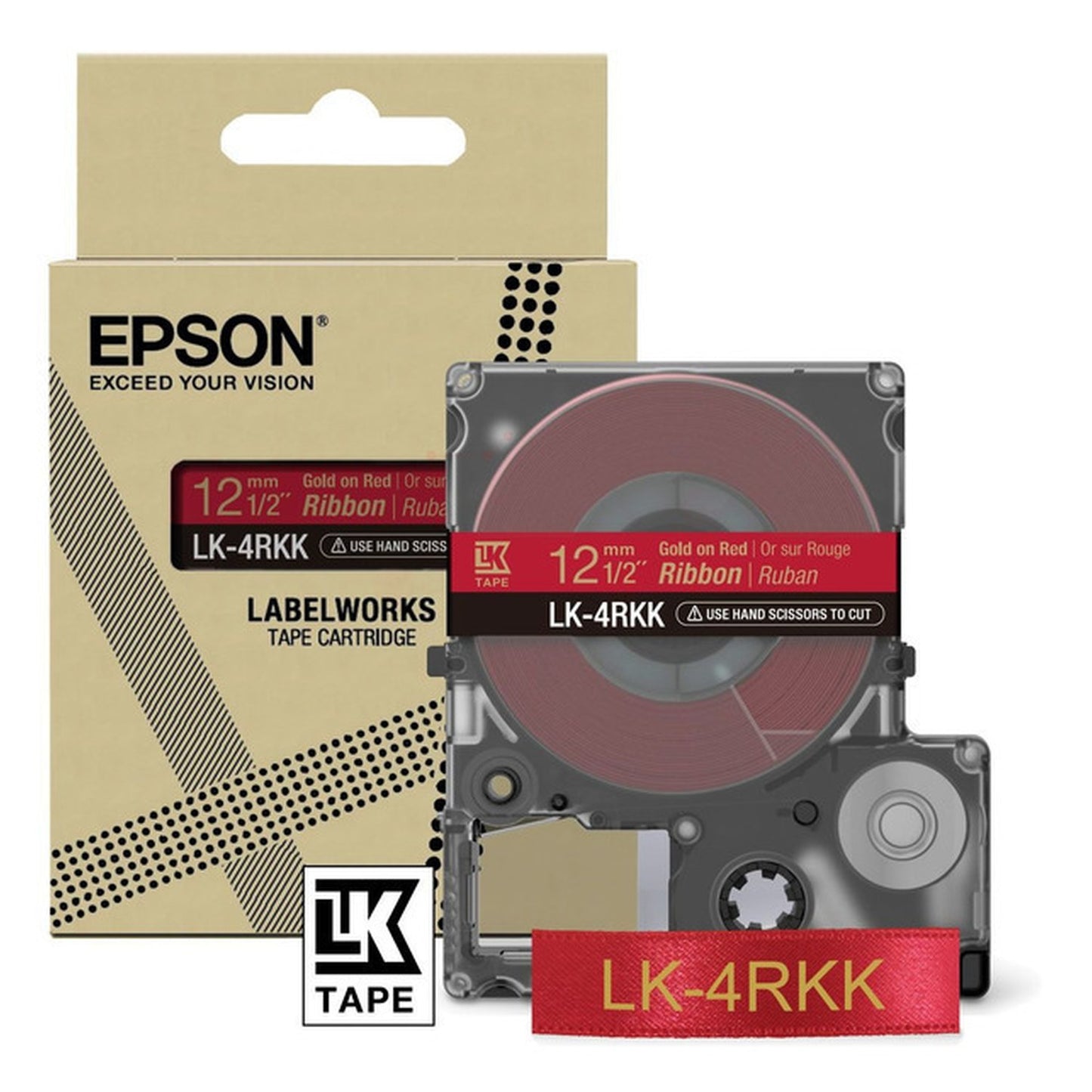 Rouleau d'étiquettes d'origine Epson C53S654033 / LK-4RKK - rouge, or