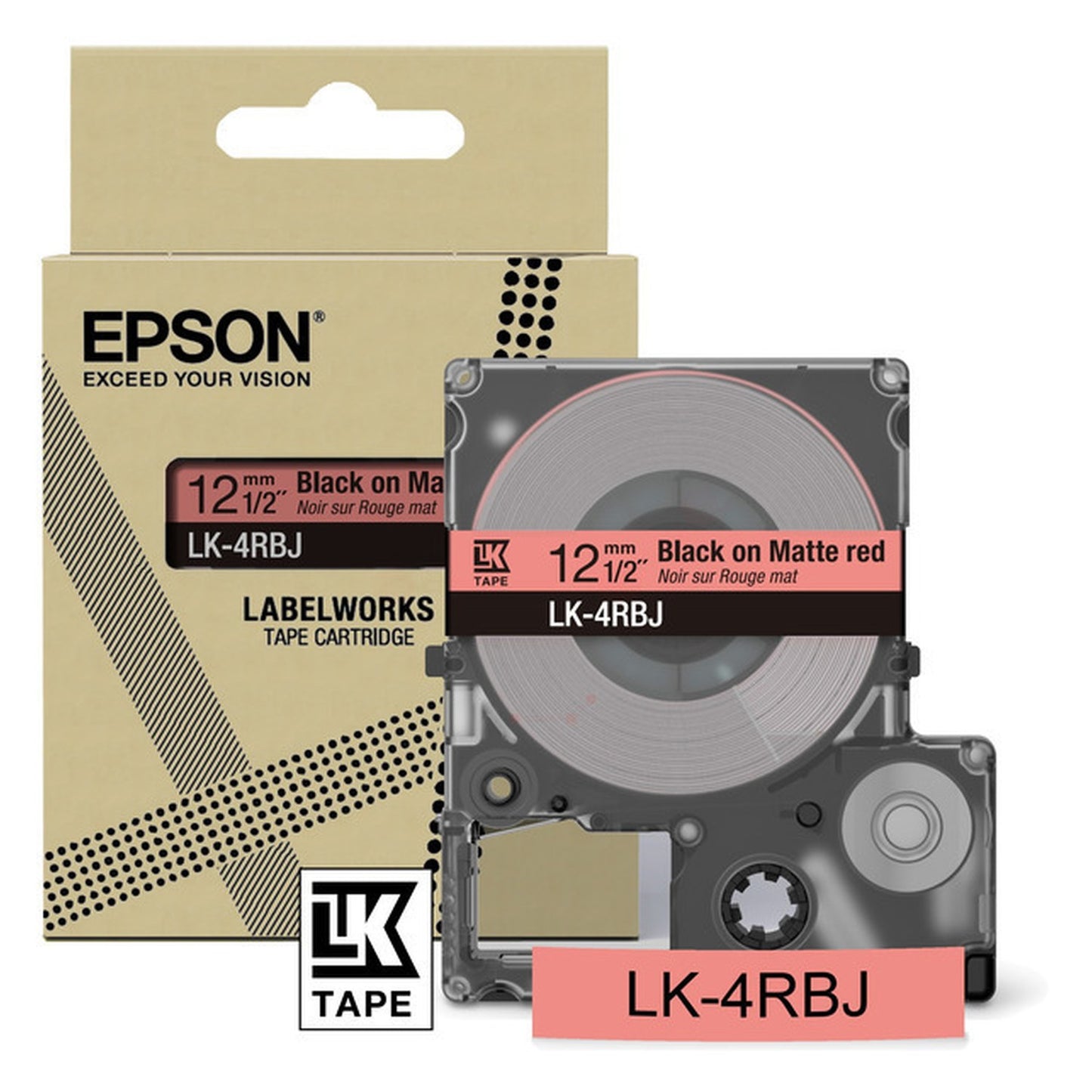 Rouleau d'étiquettes d'origine Epson C53S672071 / LK-4RBJ - noir, rouge