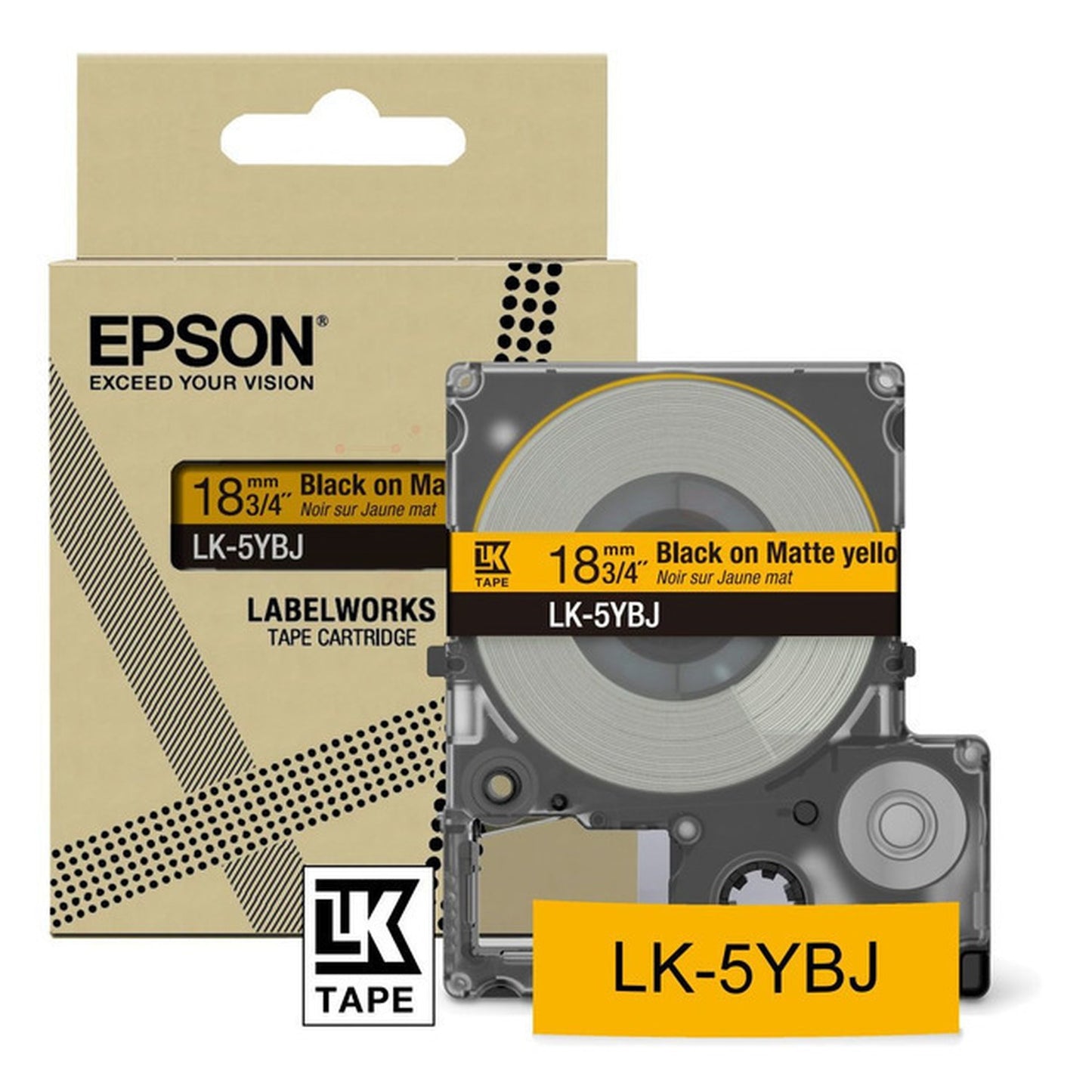 Rouleau d'étiquettes d'origine Epson C53S672075 / LK-5YBJ - noir, jaune