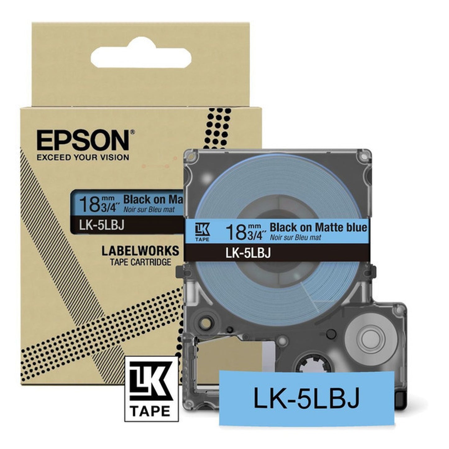 Rouleau d'étiquettes d'origine Epson C53S672081 / LK-5LBJ - noir, bleu