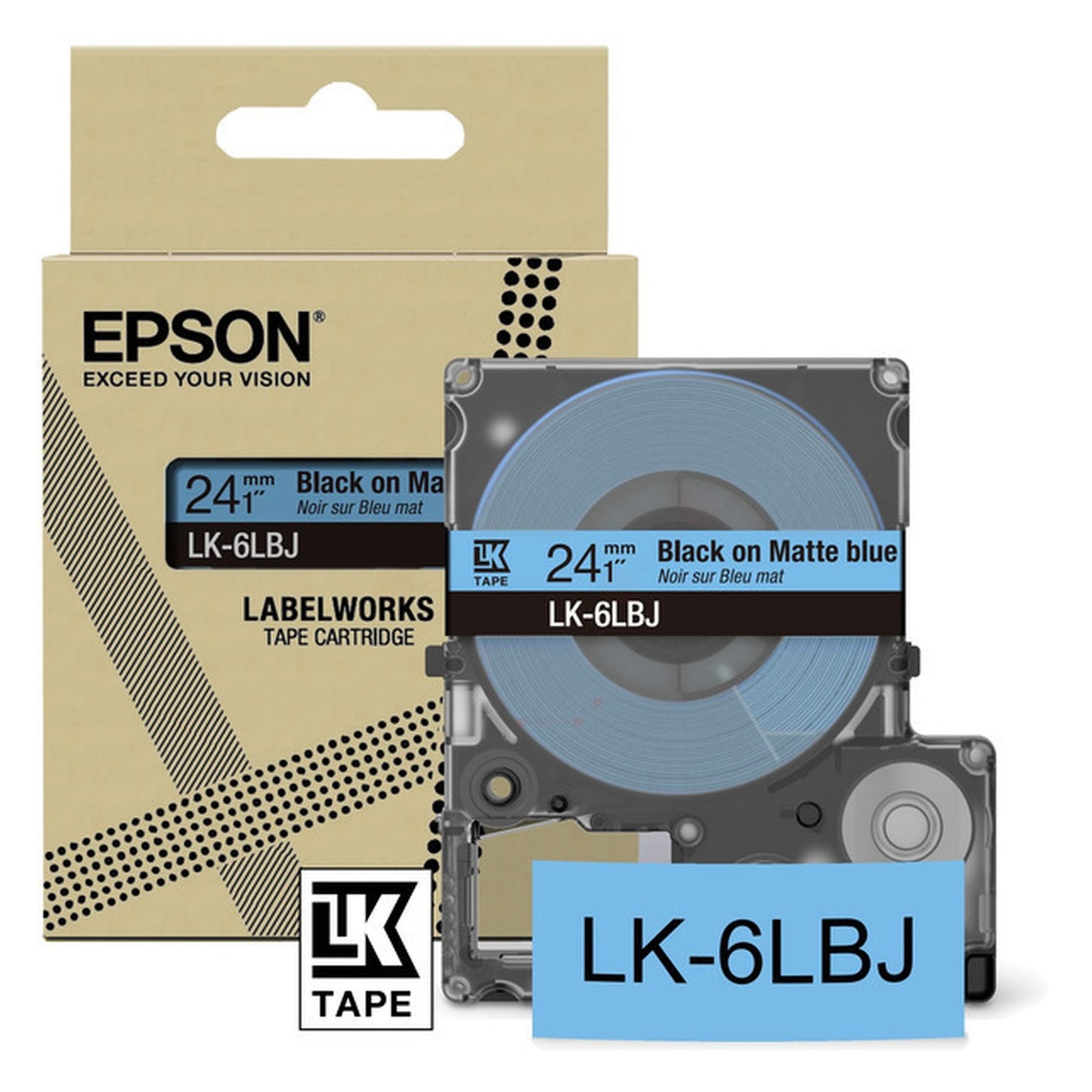 Rouleau d'étiquettes d'origine Epson C53S672082 / LK-6LBJ - noir, bleu