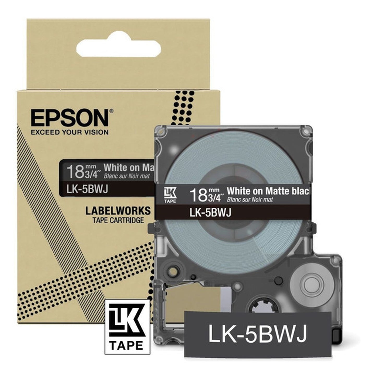 Rouleau d'étiquettes d'origine Epson C53S672083 / LK-5BWJ - noir, blanc