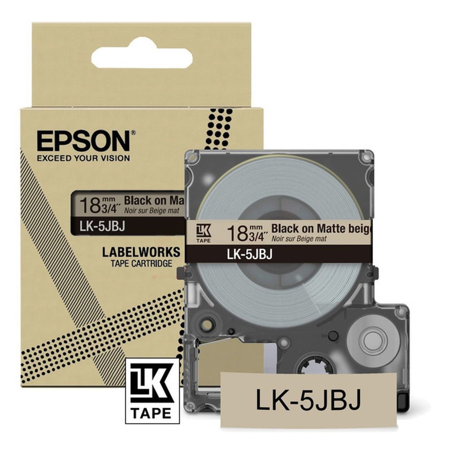 Rouleau d'étiquettes d'origine Epson C53S672091 / LK-5JBJ - noir