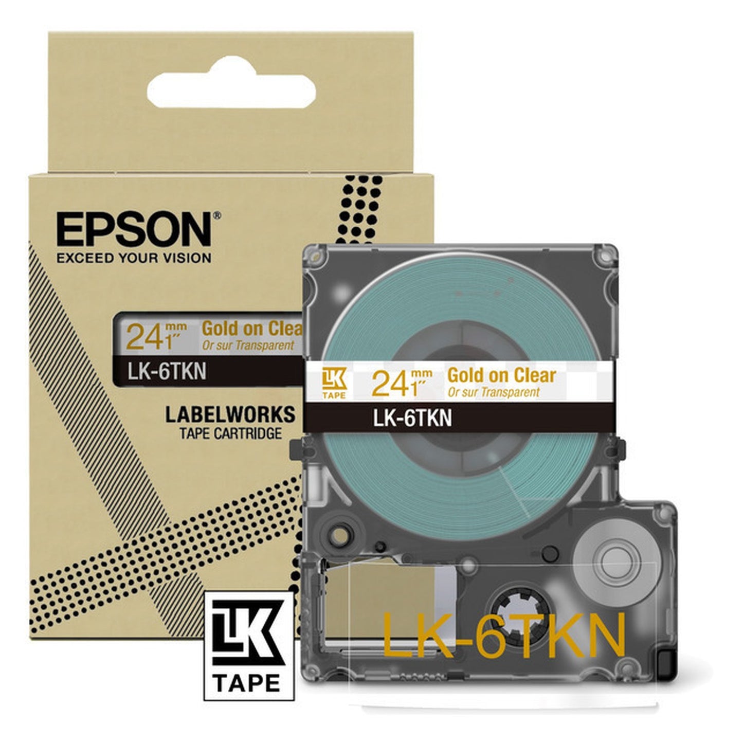 Rouleau d'étiquettes d'origine Epson C53S672098 / LK-6TKN - transparent, or