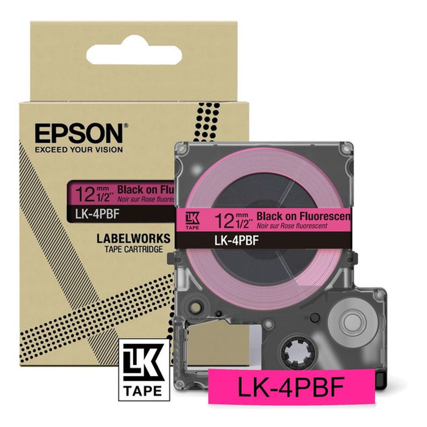 Rouleau d'étiquettes d'origine Epson C53S672100 / LK-4PBF - noir, rose