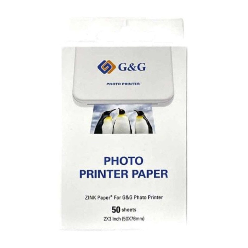 G&G - Pack de 50 Papiers photo auto-adhésif ZINK 76x50 mm (3x2 inch)