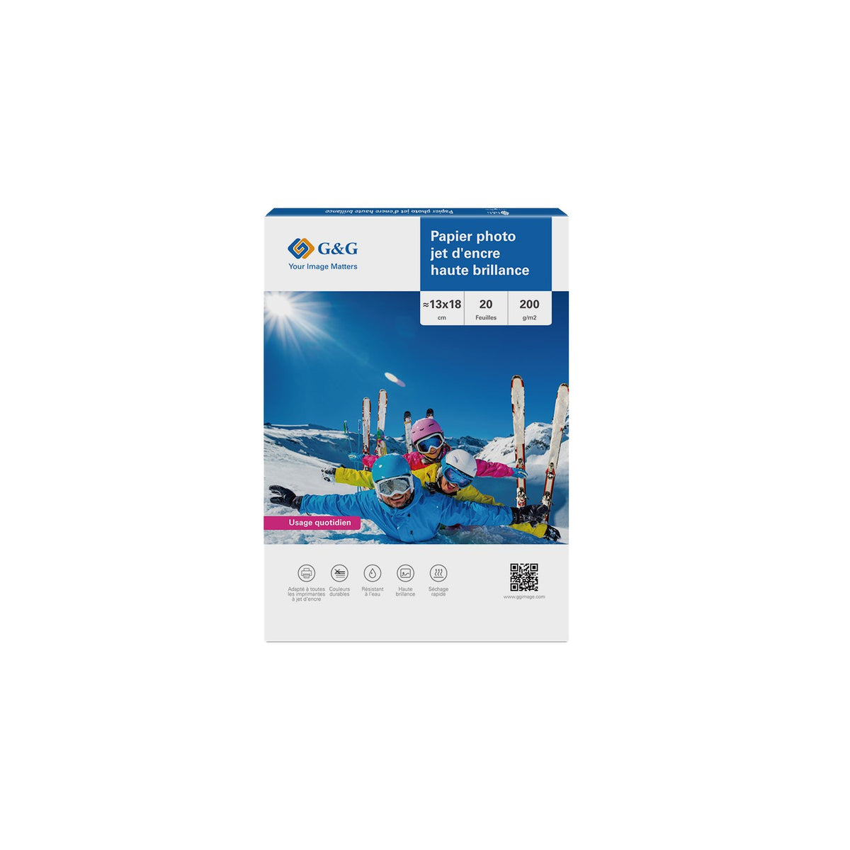 Papiers photo brillant - 13x18cm - 20 feuilles - 200g