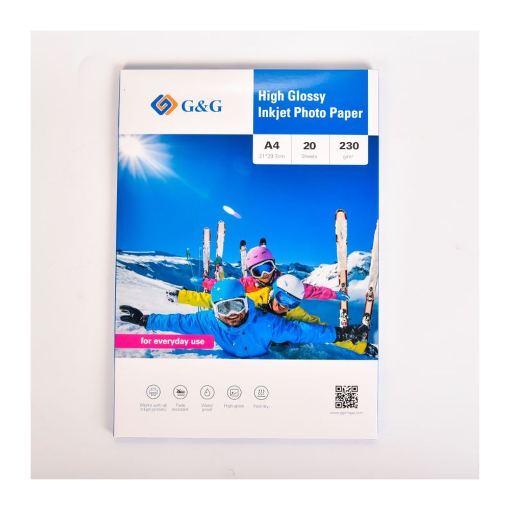Papiers photo brillant - A4 - 20 feuilles - 230g