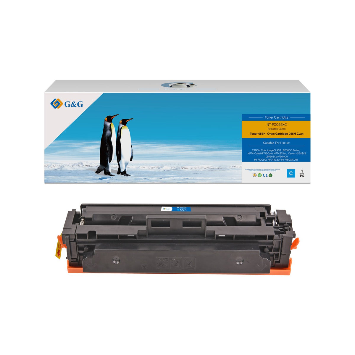 Toner compatible premium Canon 3019C004 / 055 H - cyan