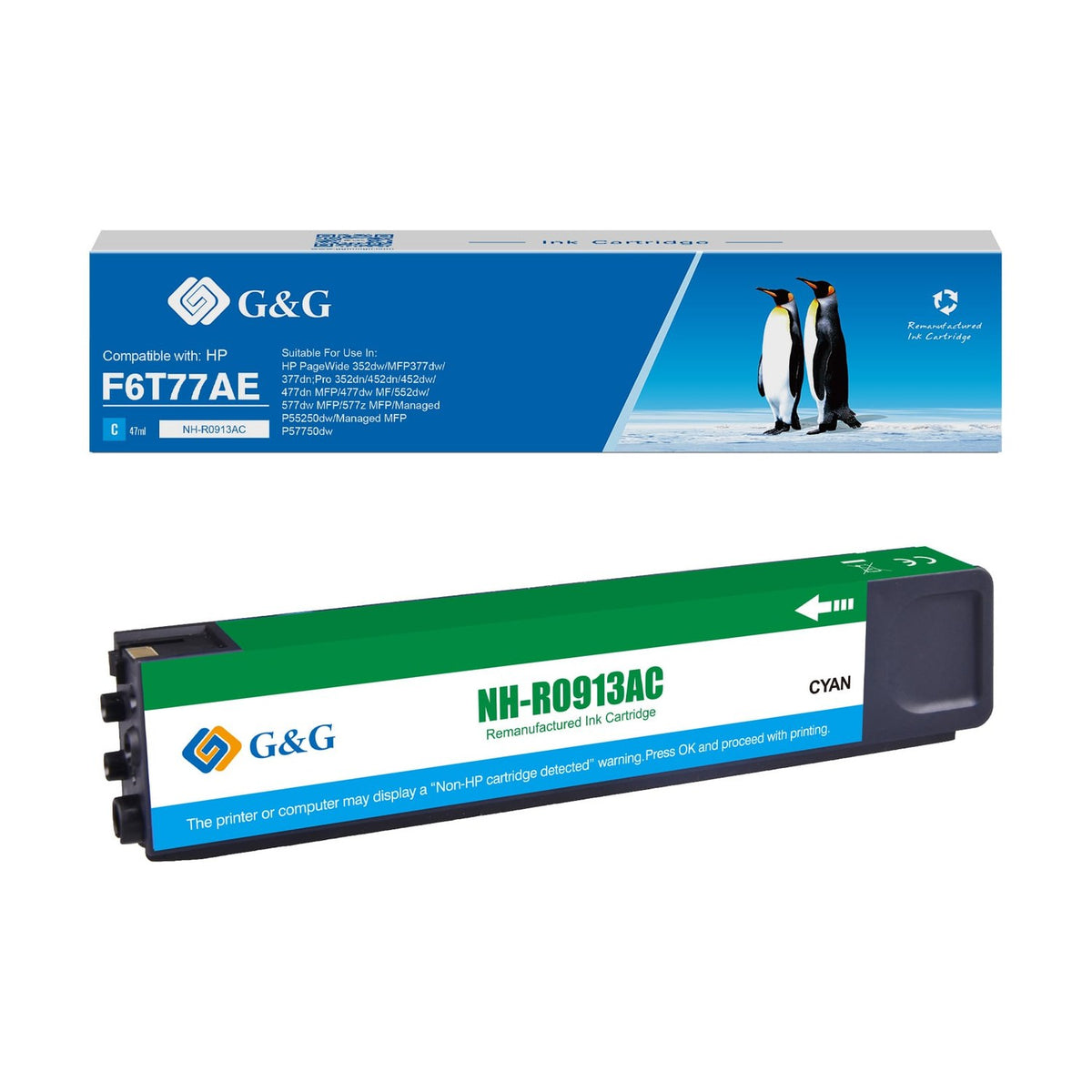 Cartouche compatible premium HP F6T77AE / 913A - cyan