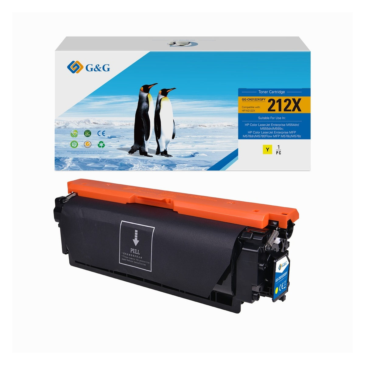 Toner compatible premium HP W2122X / 212X - jaune
