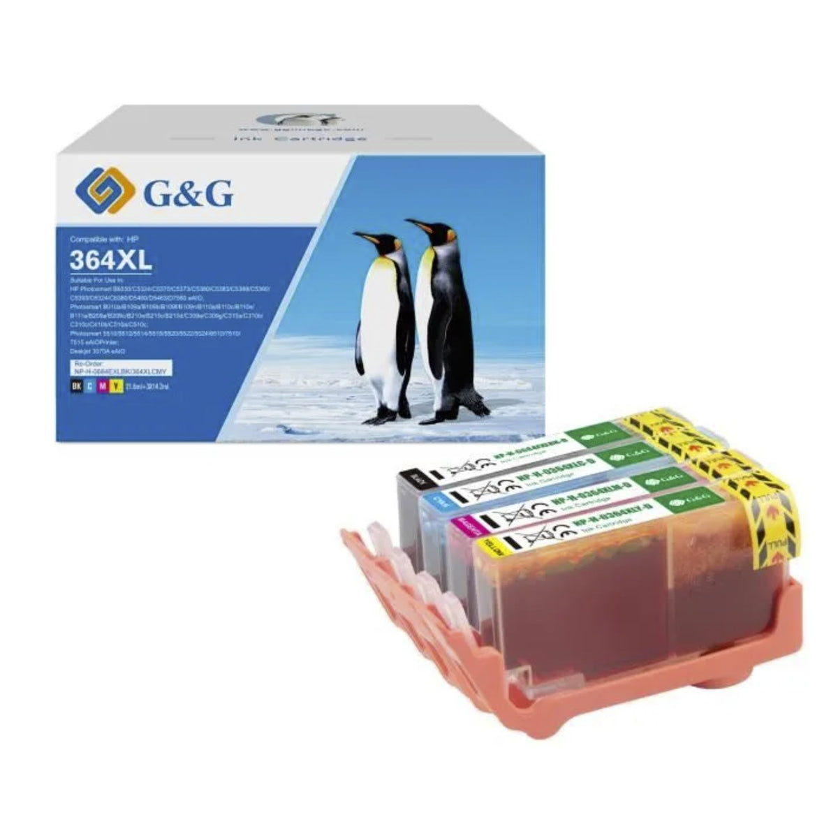 Cartouches compatibles premiums HP J3M82AE / 364 - multipack 4 couleurs : noire, cyan, magenta, jaune