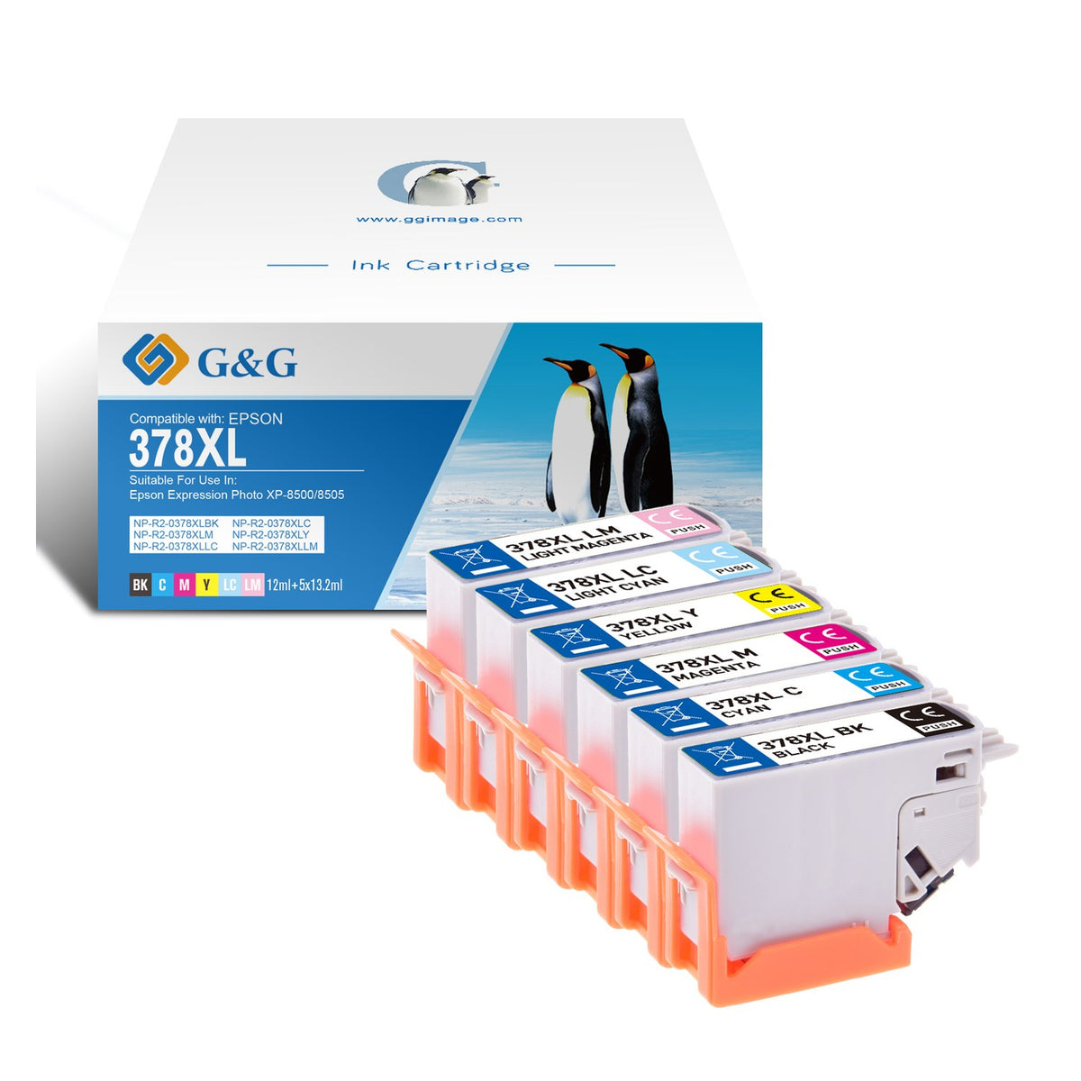 Cartouches compatibles premiums Epson C13T37984010 / 378XL - multipack 6 couleurs : noire, cyan, magenta, jaune
