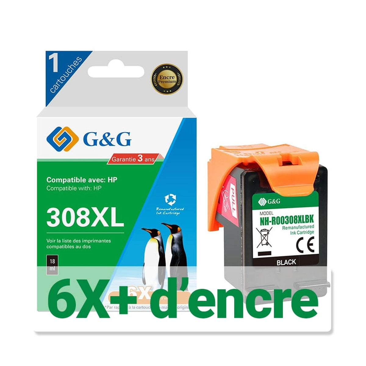 Cartouche compatible premium HP 308XXL – noire