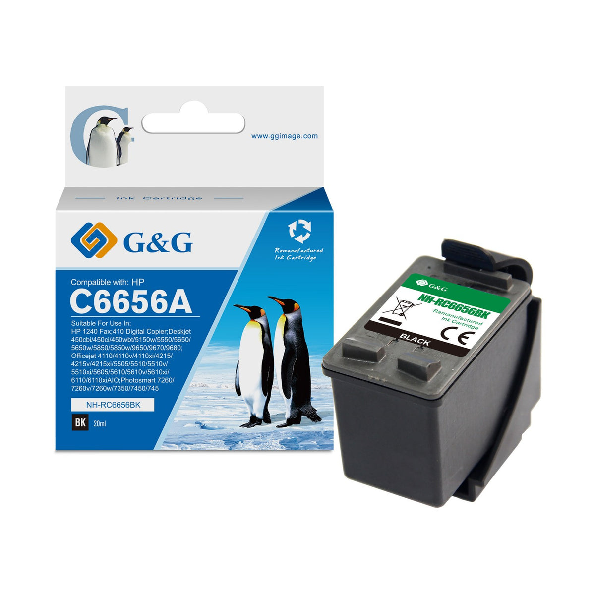 Cartouche compatible premium HP C6656AE / 56 - noire