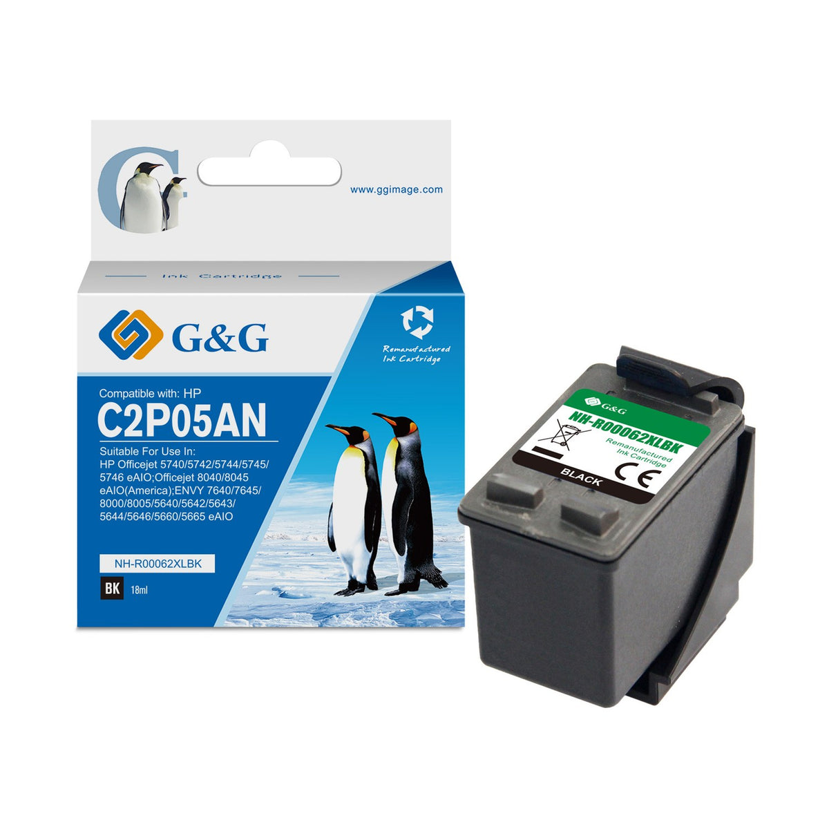 Cartouche compatible premium HP C2P05AE / 62XL - noire