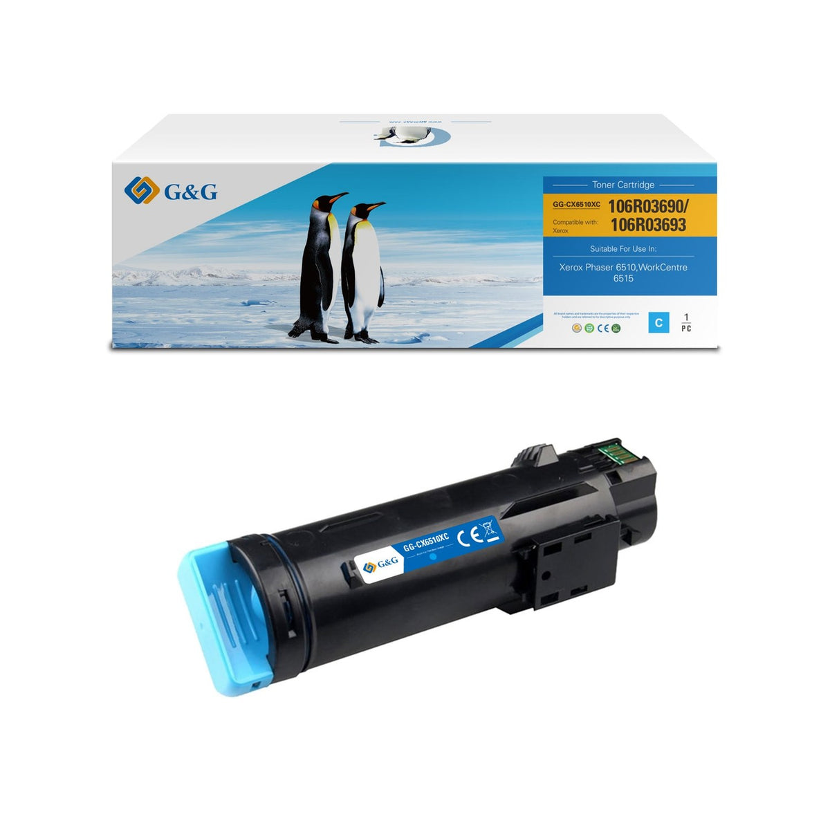 Toner compatible premium Xerox 106R03690 - cyan