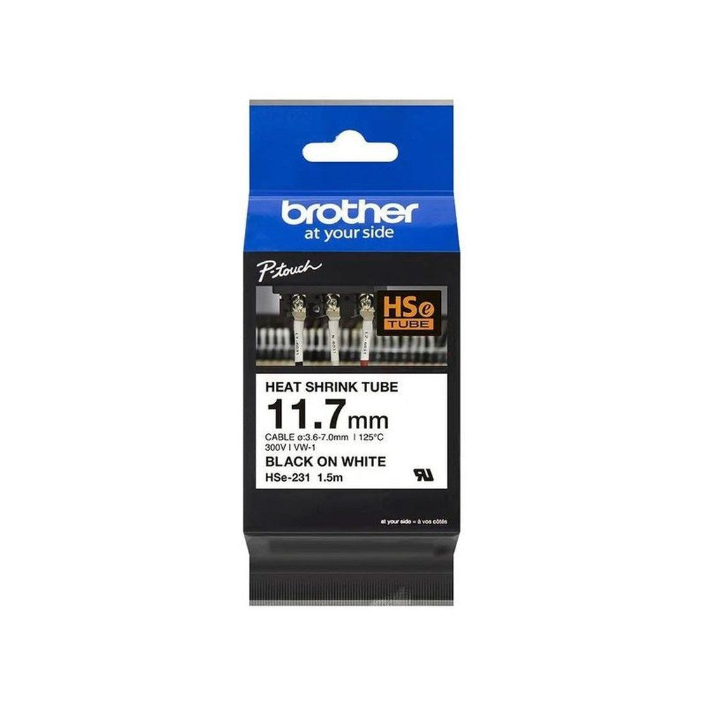 Gaines Thermorétractable d'origines Brother HSE231 - noire, blanche