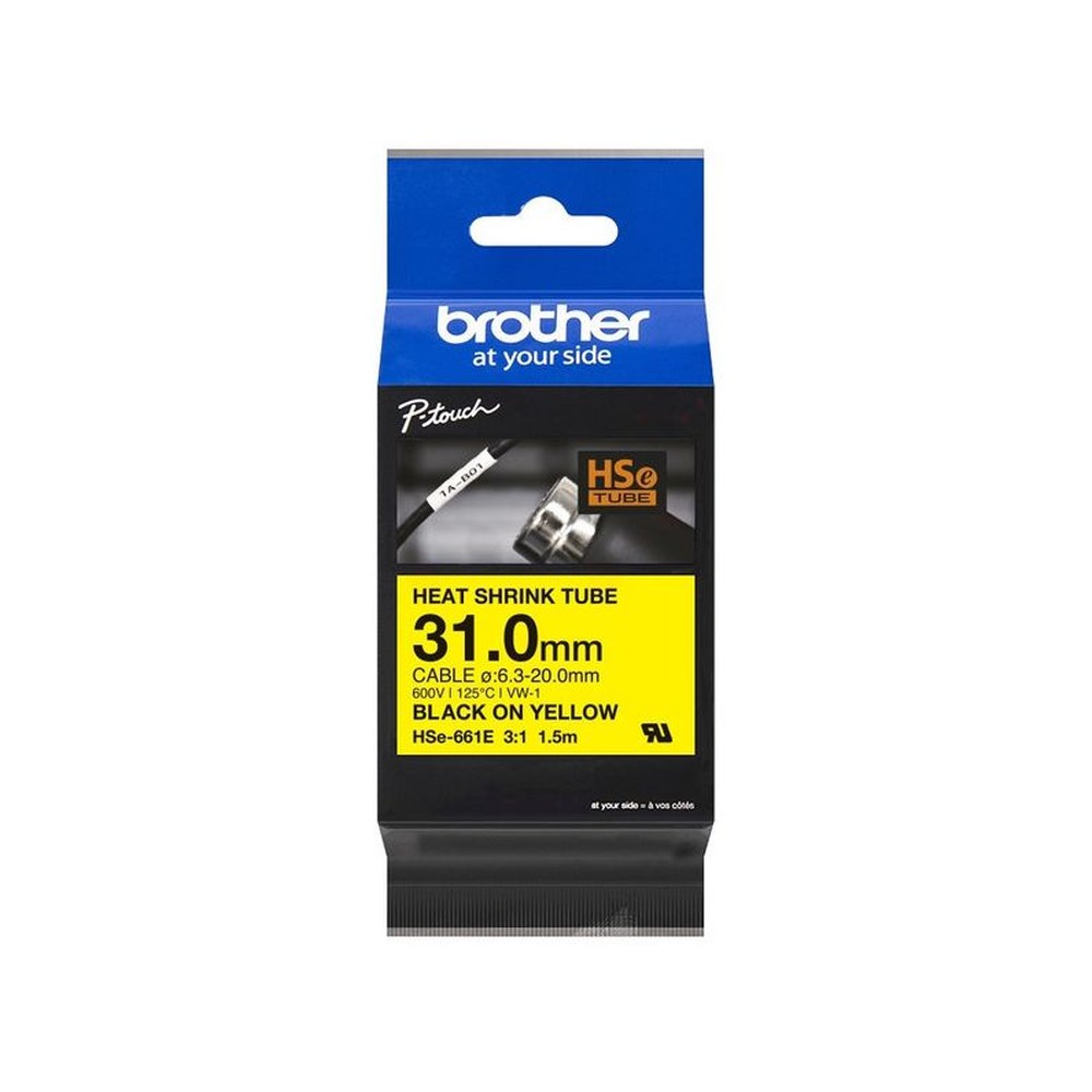 Gaines Thermorétractable d'origines Brother HSE661E - noire, jaune