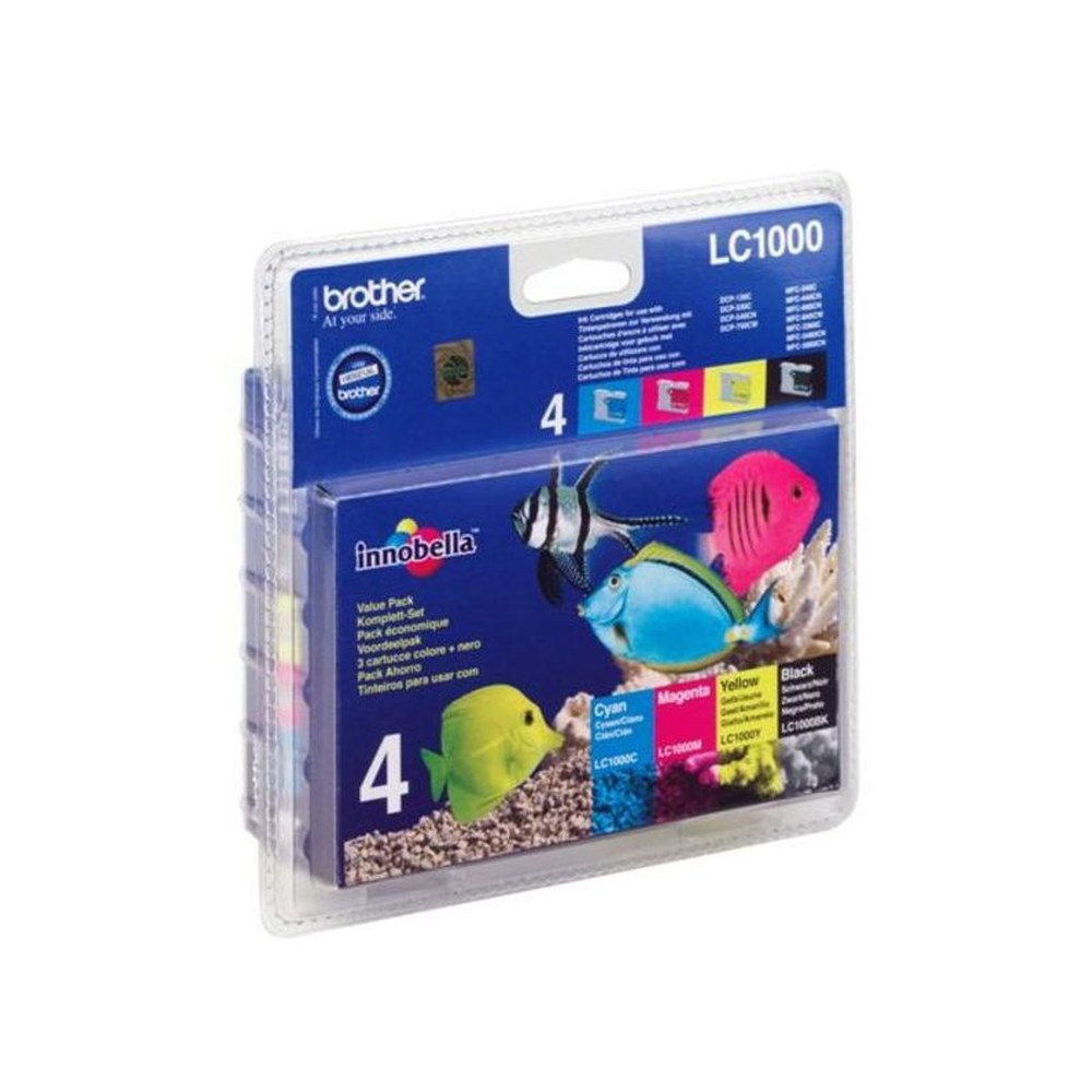 Cartouches d'origines Brother LC1000VALBP - multipack 4 couleurs : noire, cyan, magenta, jaune