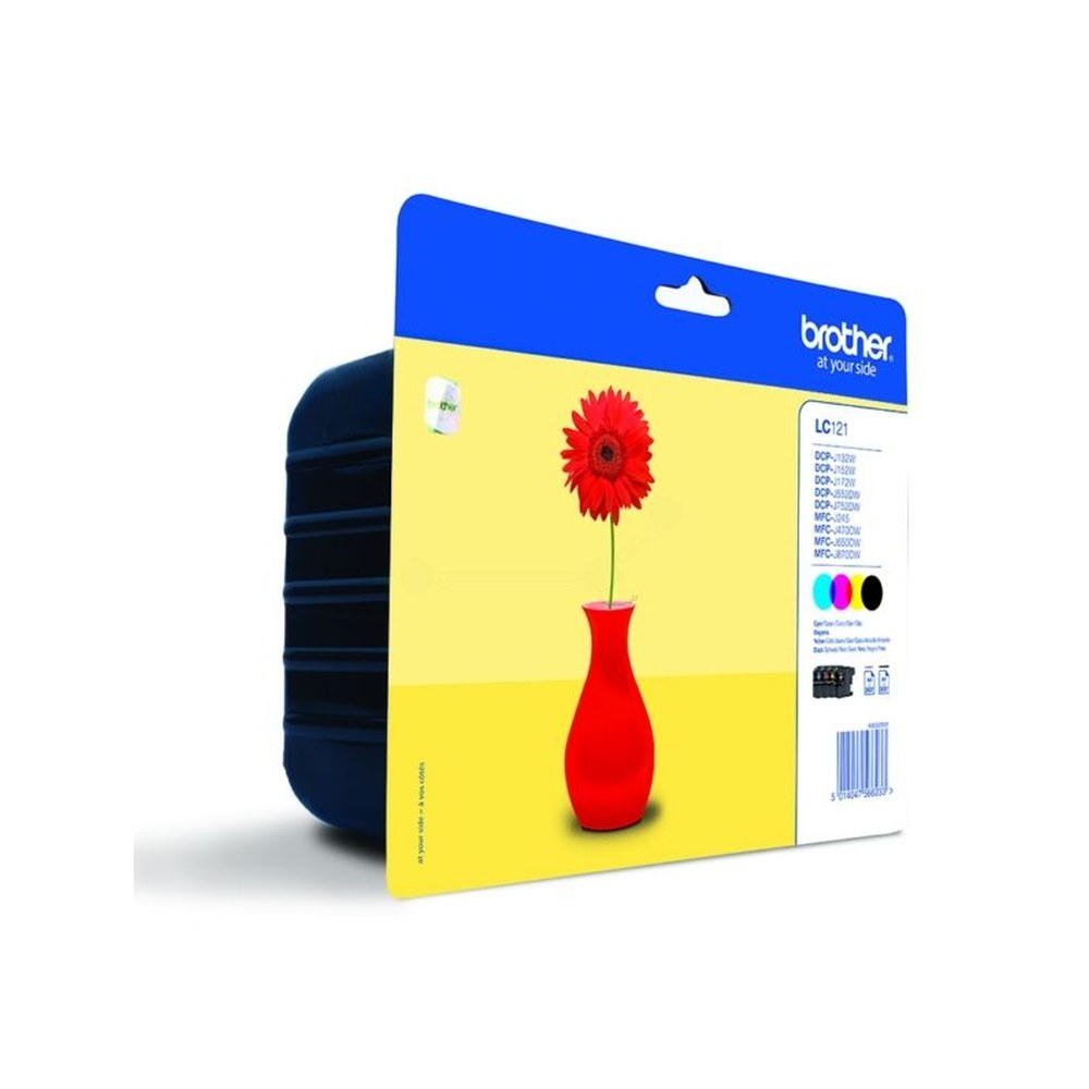 Cartouches d'origines Brother LC121VALBPDR - multipack 4 couleurs : noire, cyan, magenta, jaune
