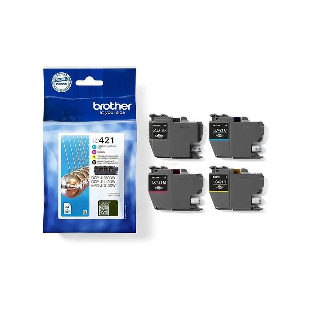 Cartouches d'origines Brother LC421VAL - multipack 4 couleurs : noire, cyan, magenta, jaune