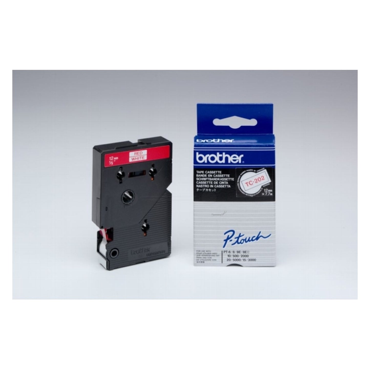 Ruban cassette d'origine Brother TC202 - rouge, blanc