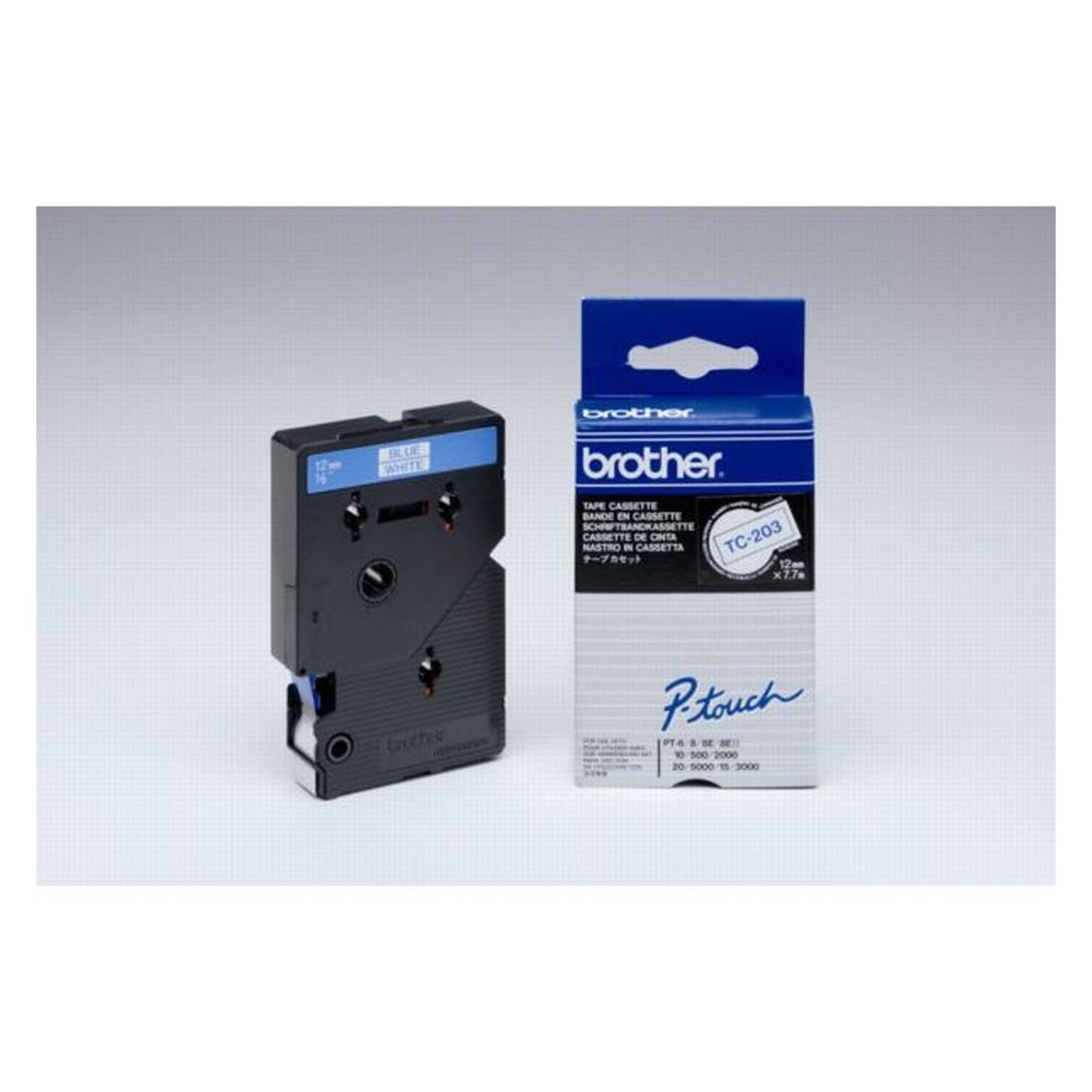 Ruban cassette d'origine Brother TC203 - bleu, blanc