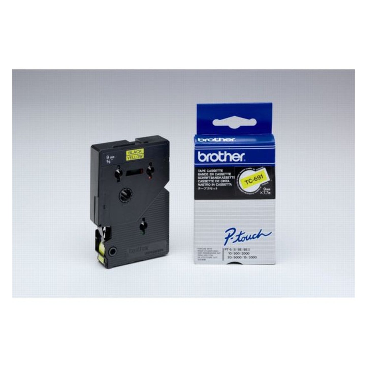 Ruban cassette d'origine Brother TC691 - noir, jaune