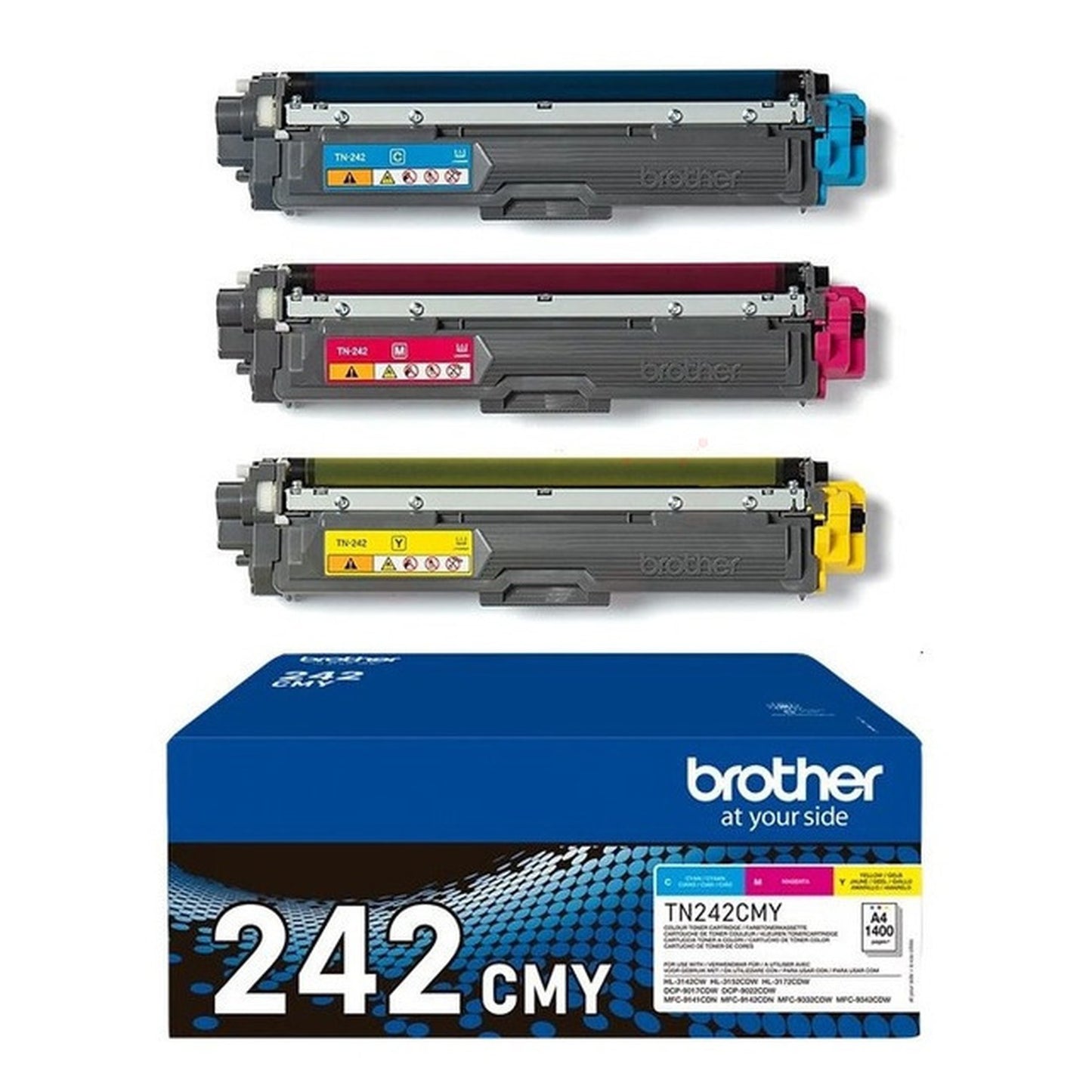 Toners d'origines Brother TN242CMY - multipack 3 couleurs : cyan, magenta, jaune