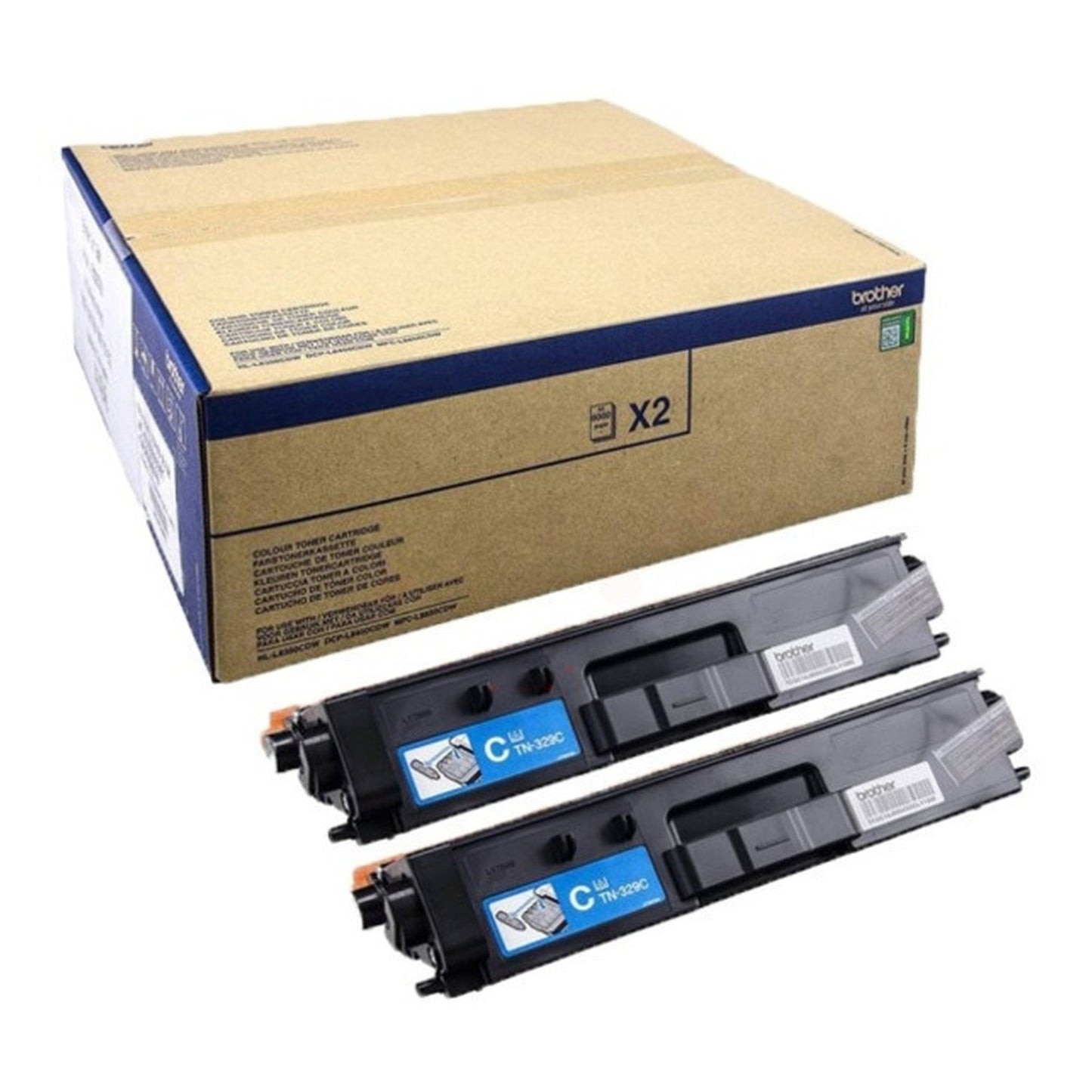 Toner d'origine Brother TN329CTWIN - cyan - pack de 2