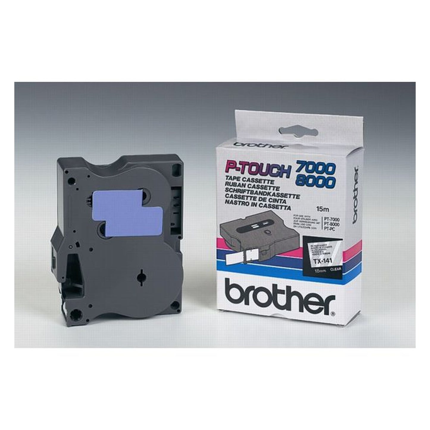 Ruban cassette d'origine Brother TX141 - noir, transparent