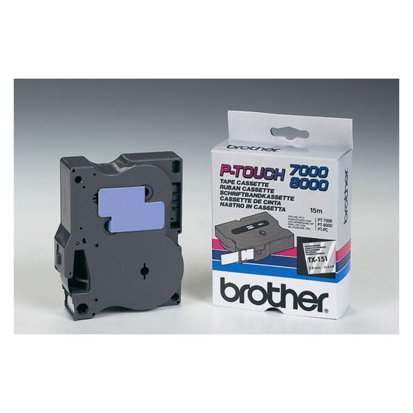Ruban cassette d'origine Brother TX151 - noir, transparent