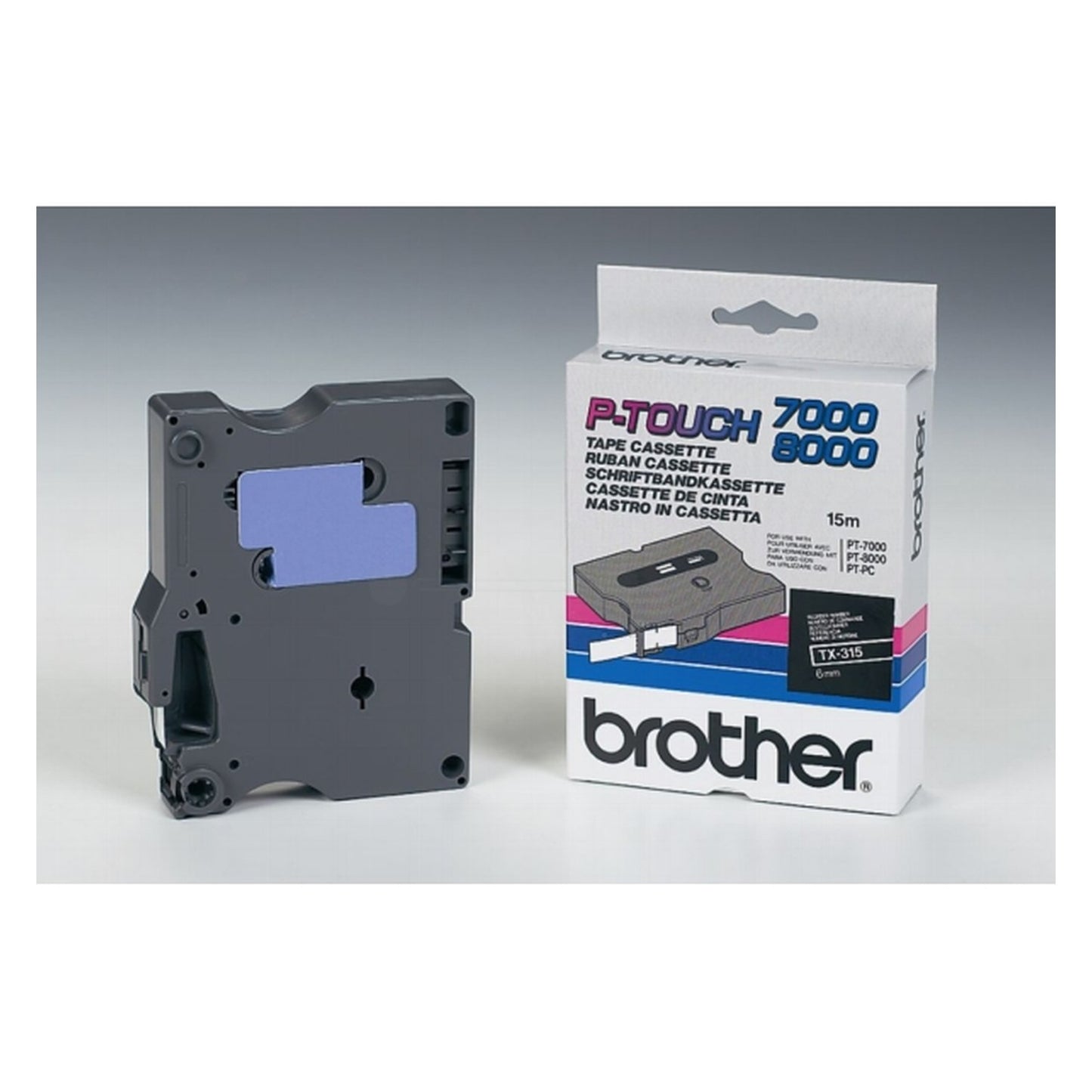 Ruban cassette d'origine Brother TX315 - noir, blanc
