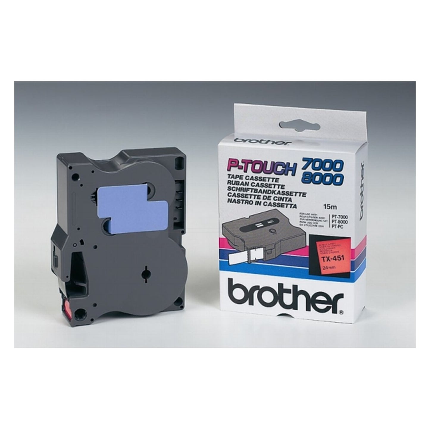 Ruban cassette d'origine Brother TX451 - noir, rouge