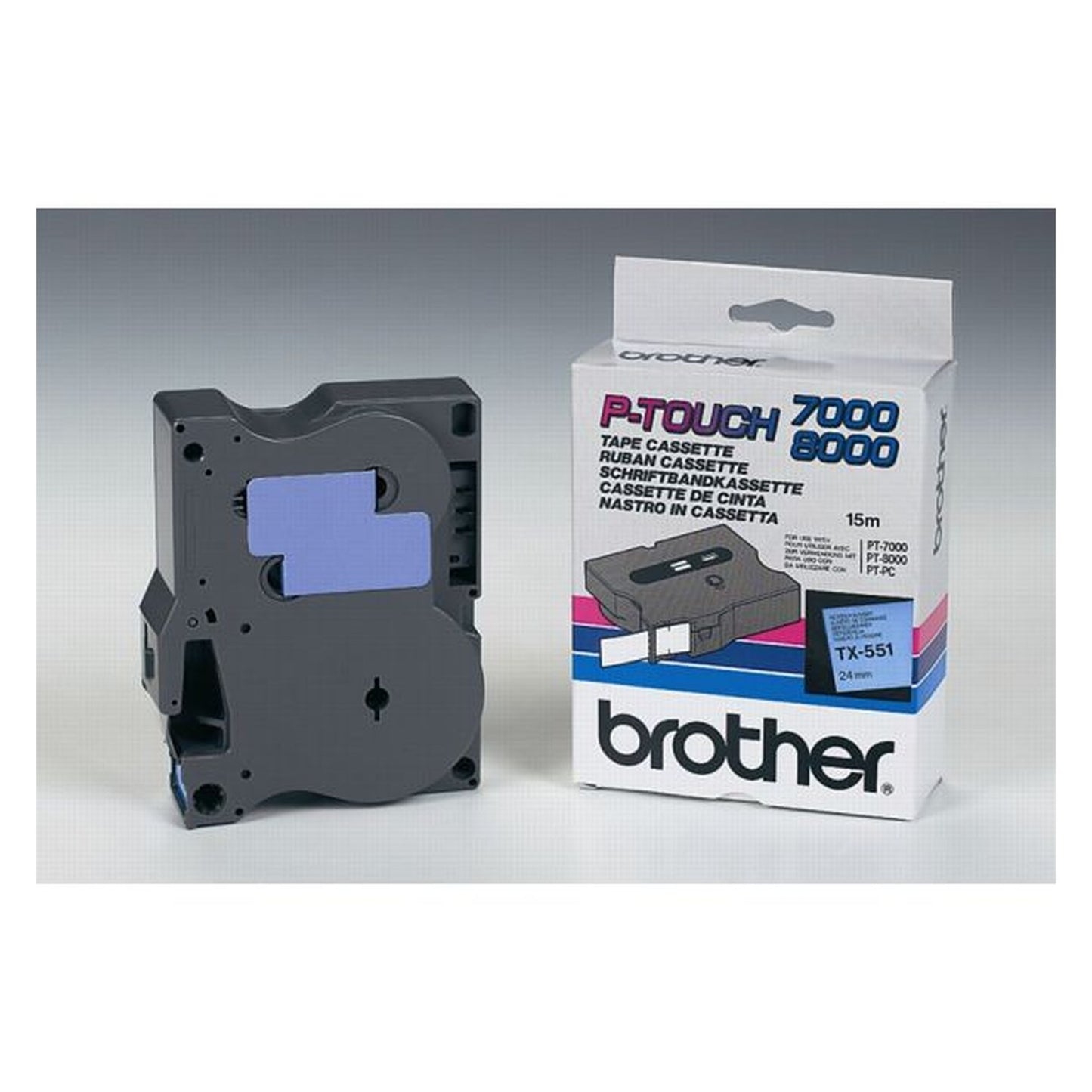 Ruban cassette d'origine Brother TX551 - noir, bleu