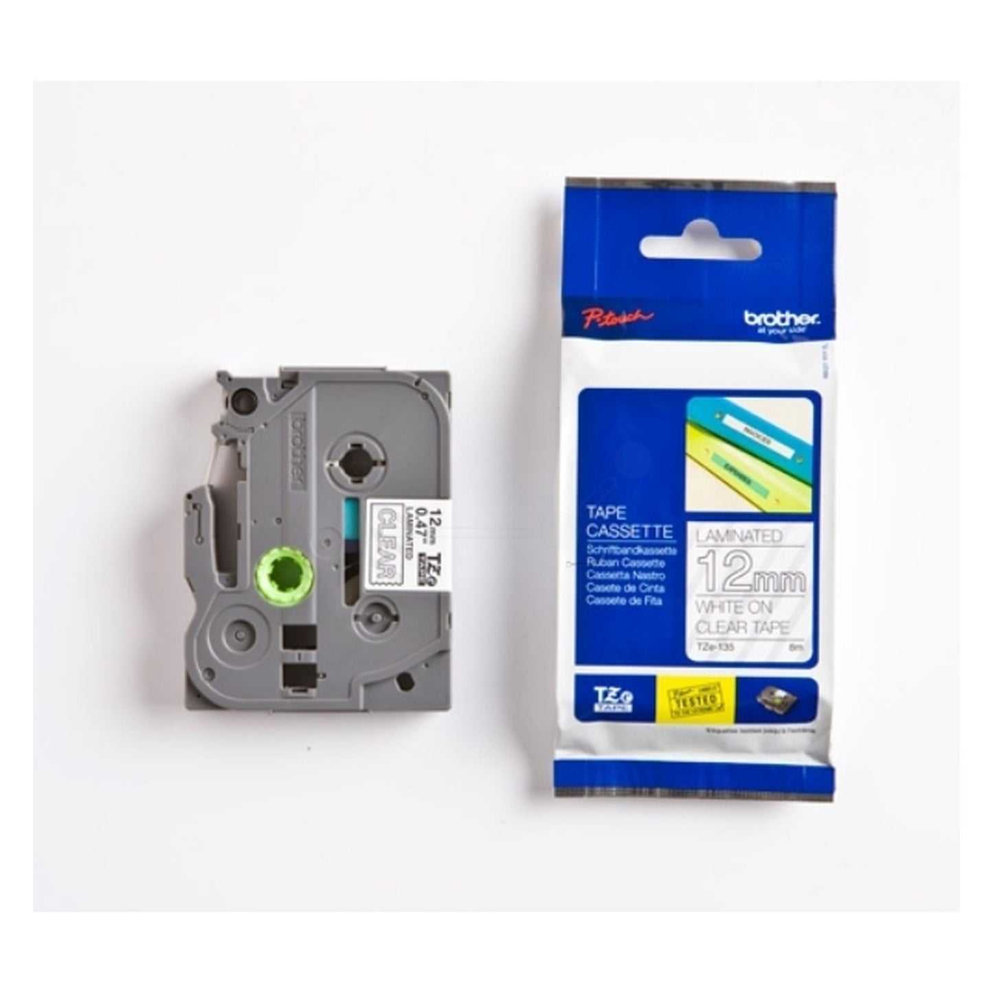 Ruban cassette d'origine Brother TZE135 - transparent, blanc