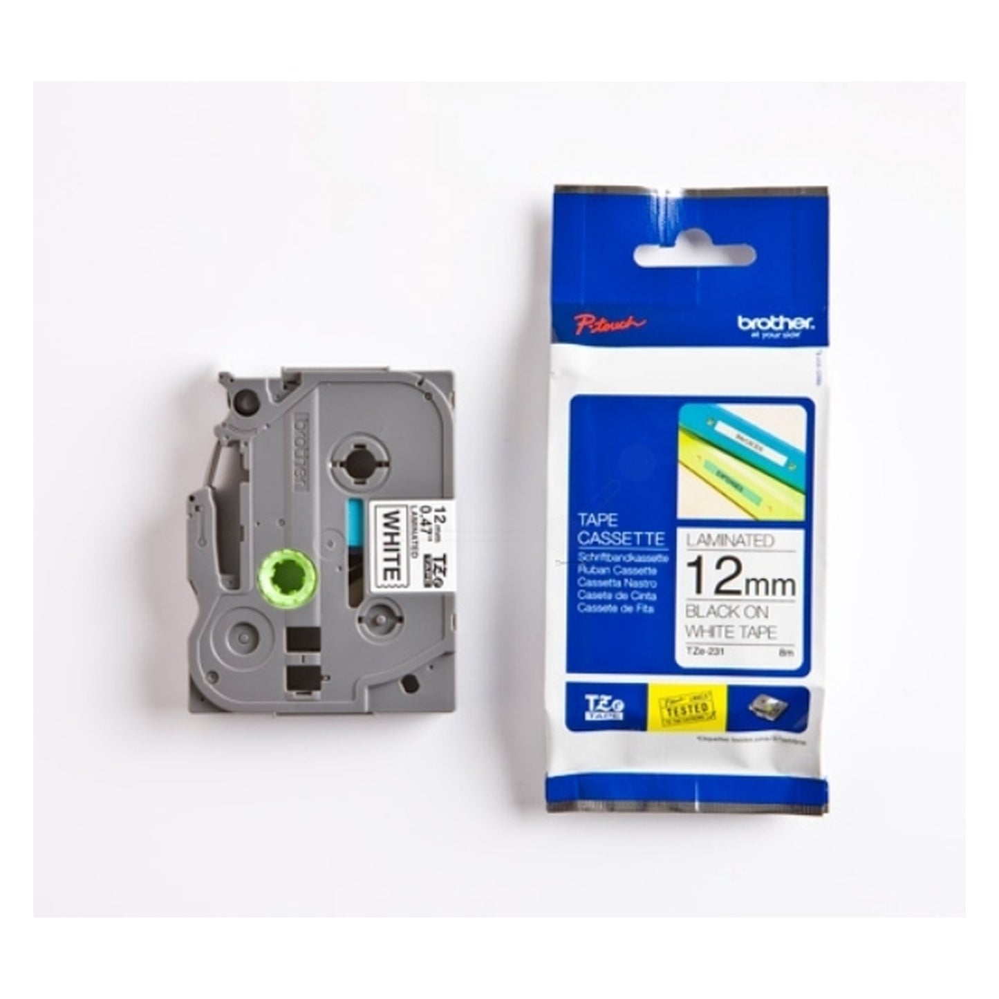 Ruban cassette d'origine Brother TZE231 - noir, blanc