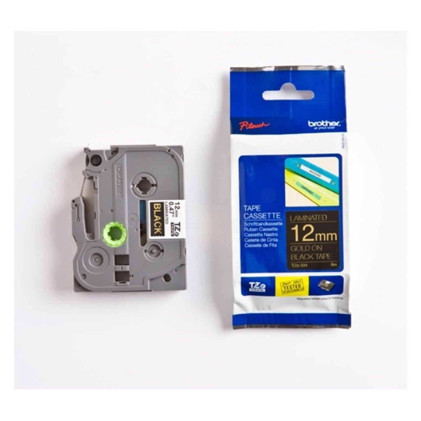 Ruban cassette d'origine Brother TZE334 - noir, or
