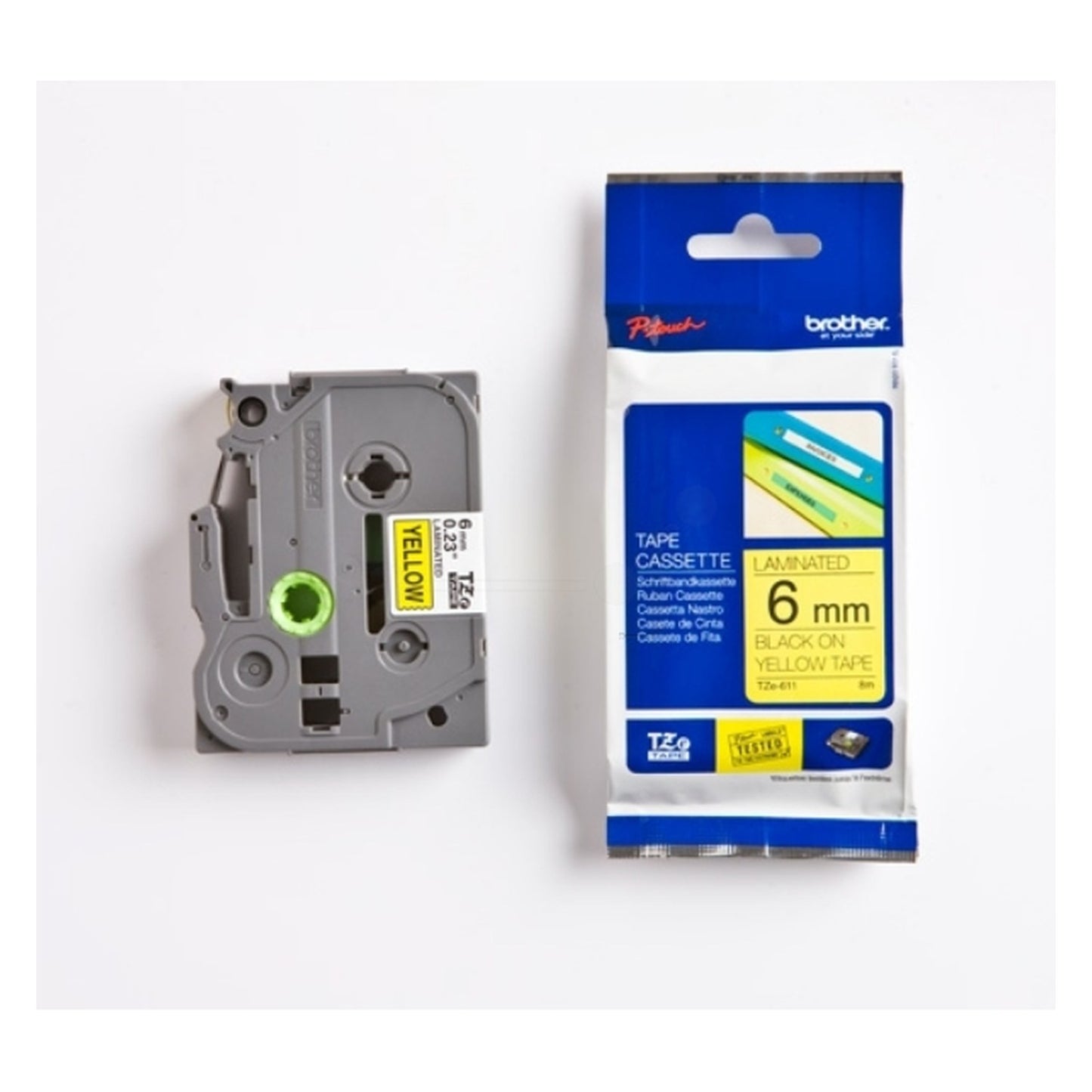 Ruban cassette d'origine Brother TZE611 - noir, jaune