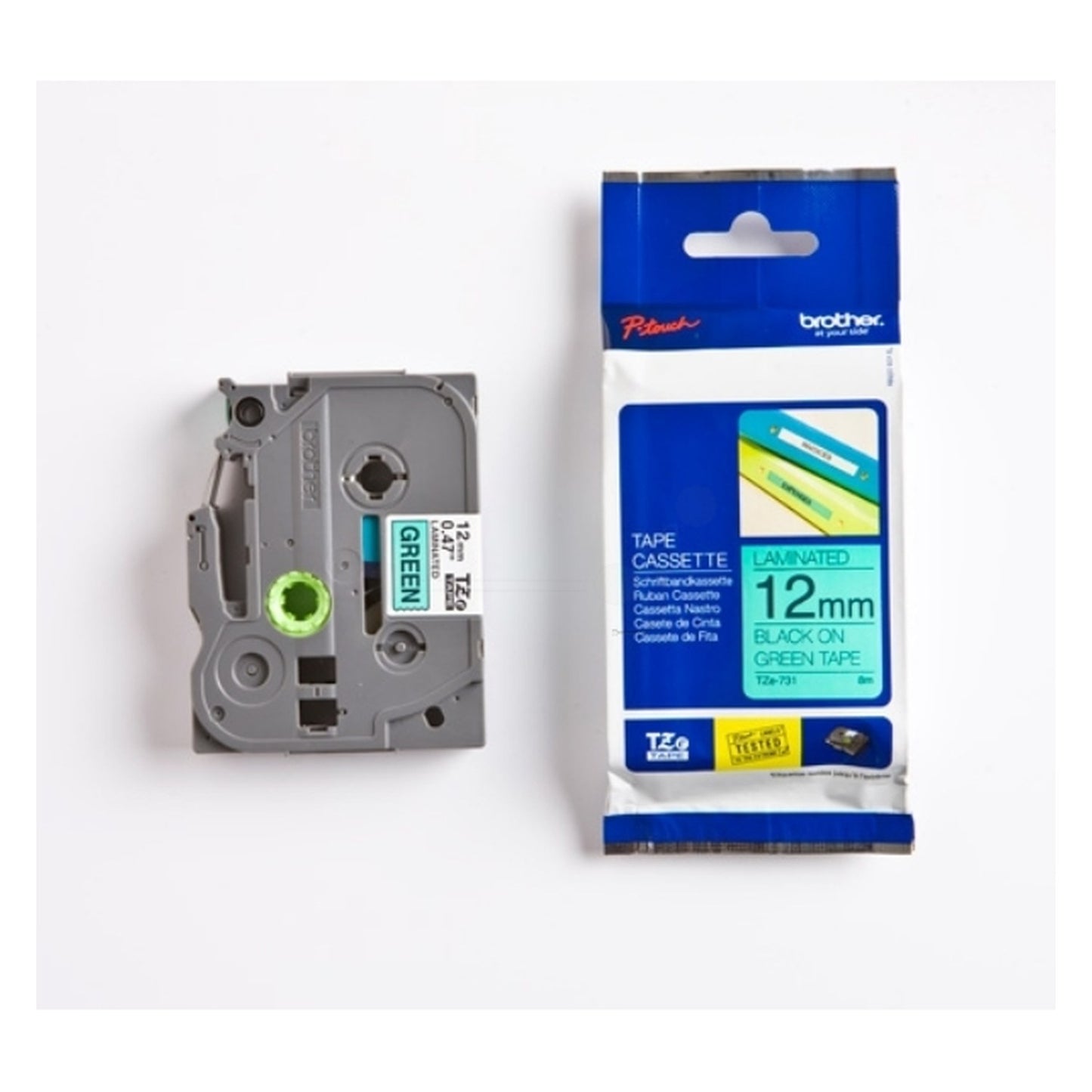 Ruban cassette d'origine Brother TZE731 - noir, vert