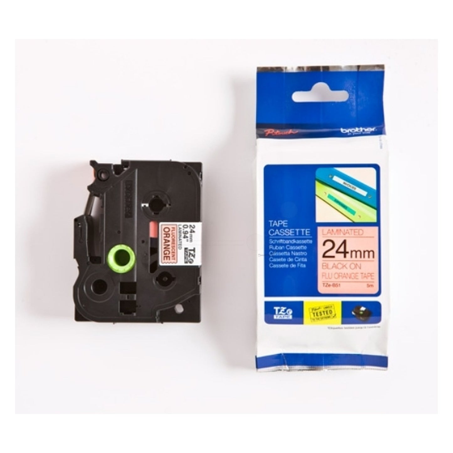 Ruban cassette d'origine Brother TZEB51 - noir, orange
