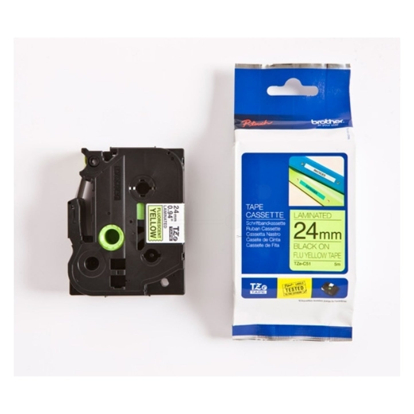 Ruban cassette d'origine Brother TZEC51 - noir, jaune