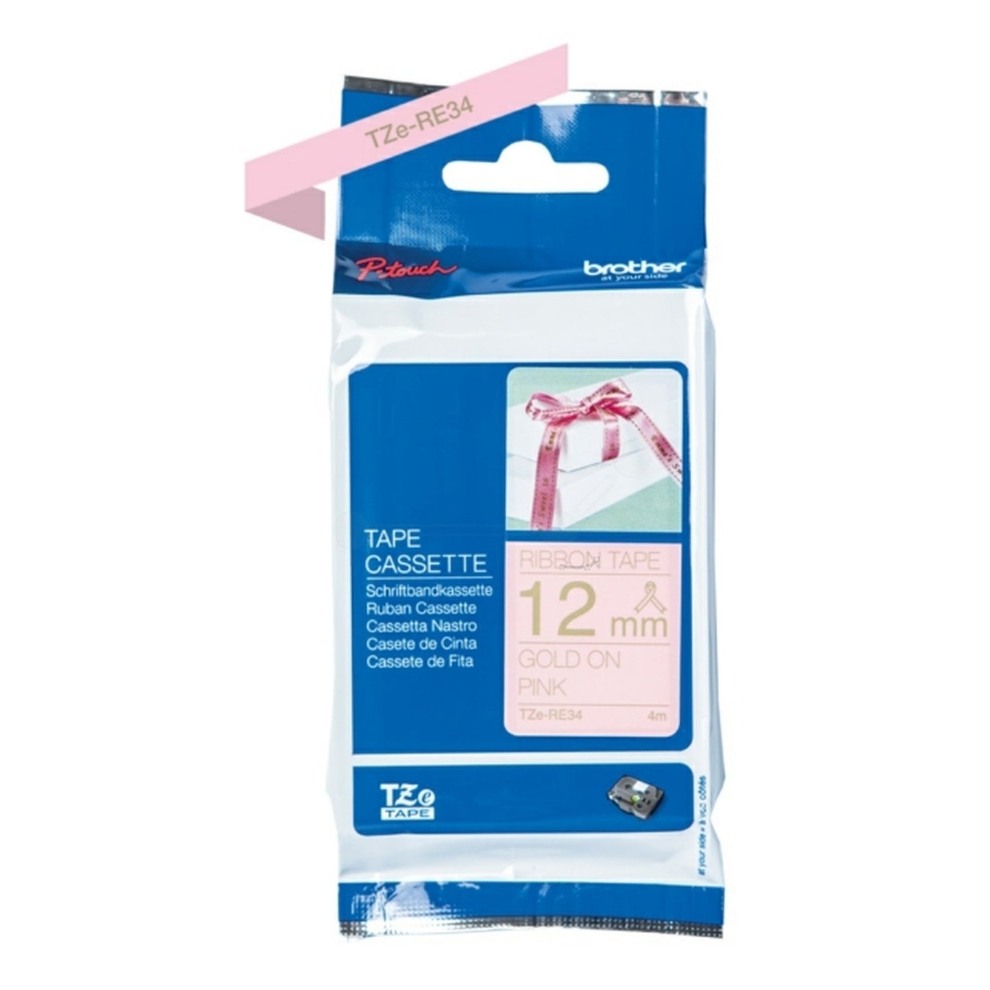 Ruban cassette d'origine Brother TZERE34 - or, rose