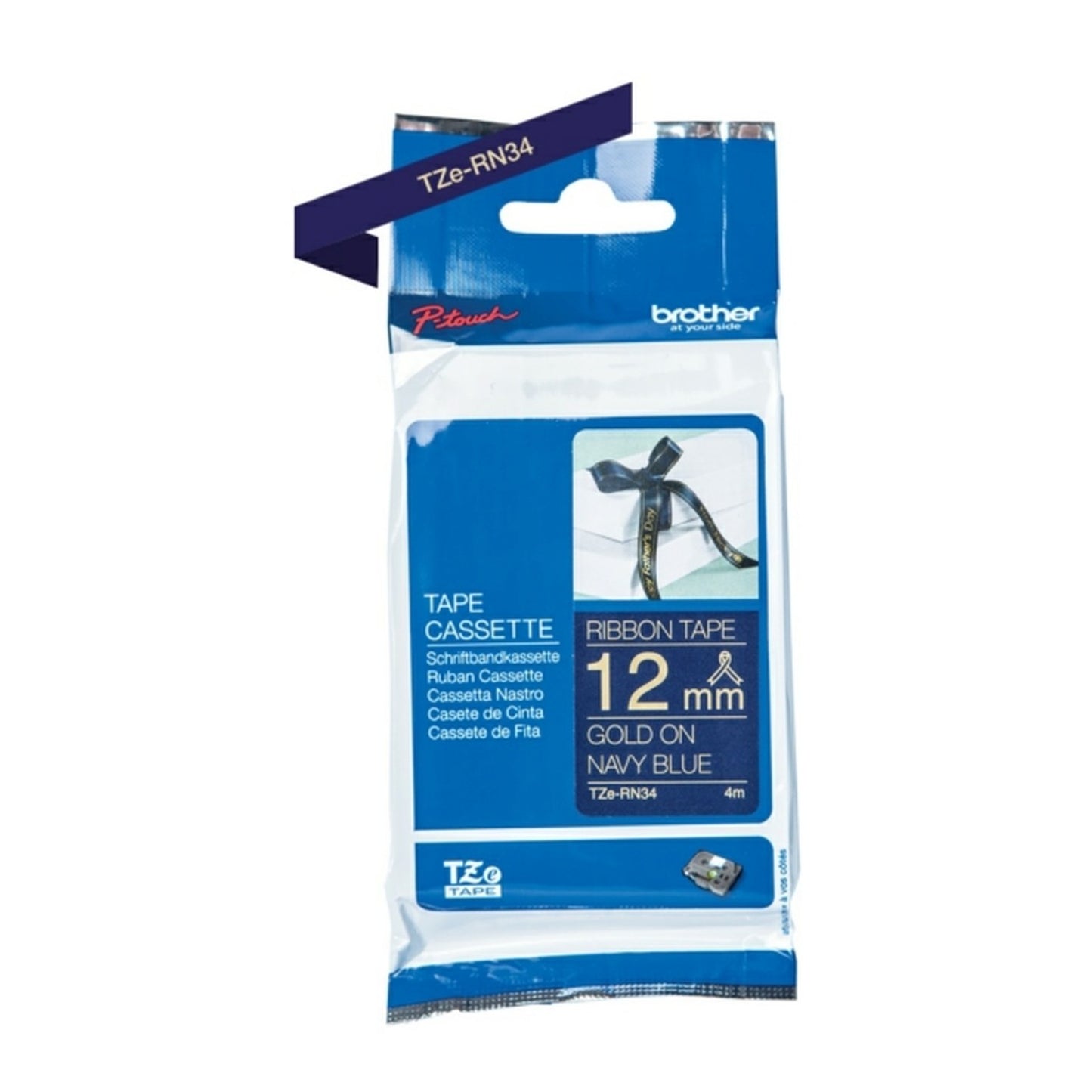 Ruban cassette d'origine Brother TZERN34 - bleu, or