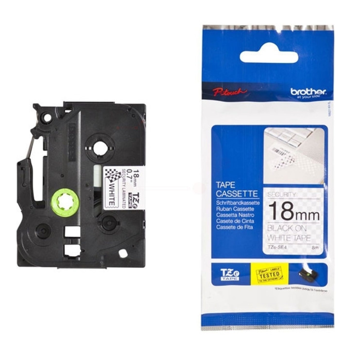 Ruban cassette d'origine Brother TZESE4 - noir, blanc