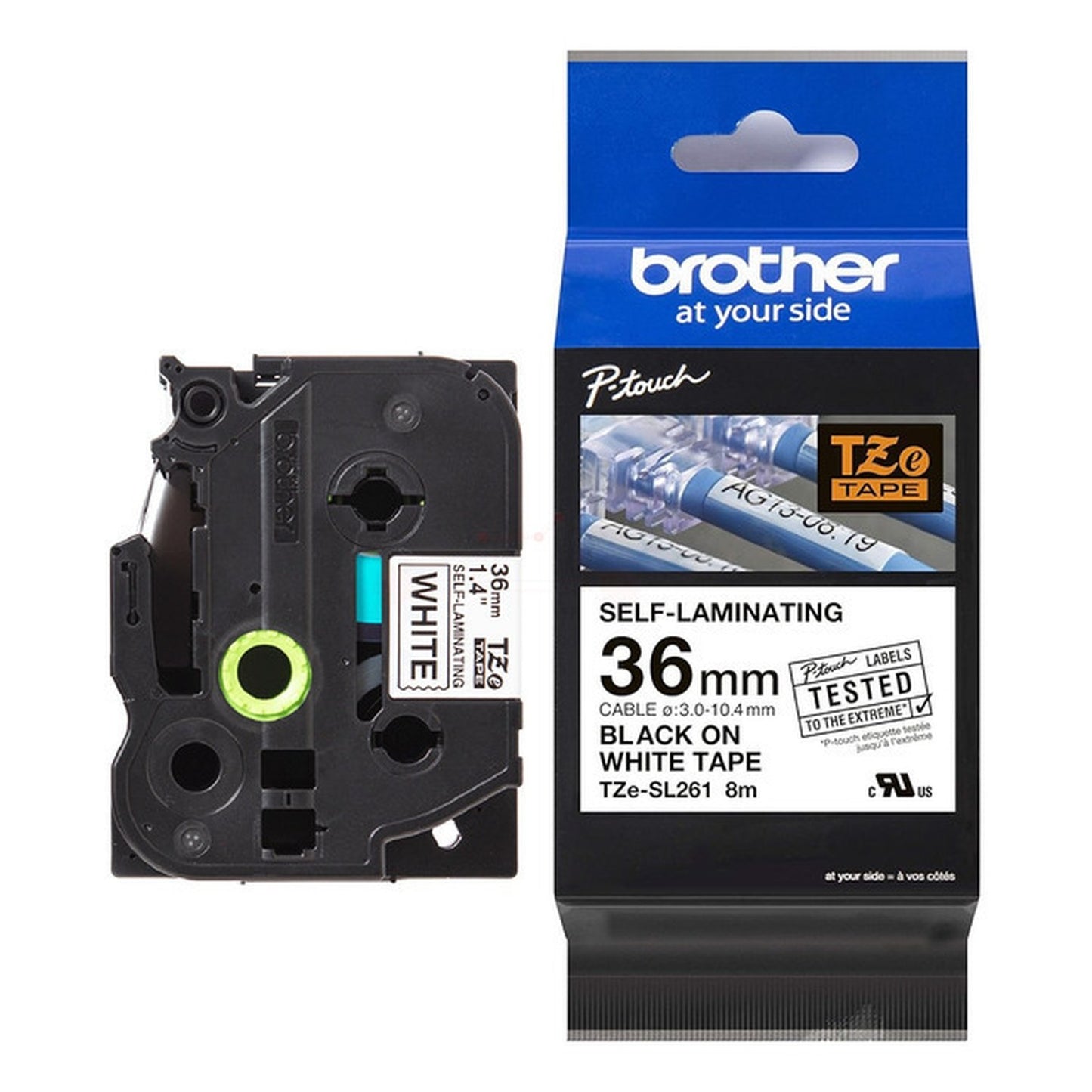 Ruban cassette d'origine Brother TZESL261 - noir, blanc