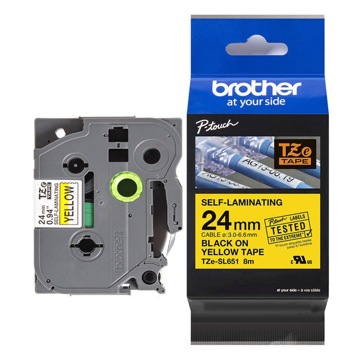 Ruban cassette d'origine Brother TZESL651 - noir, jaune