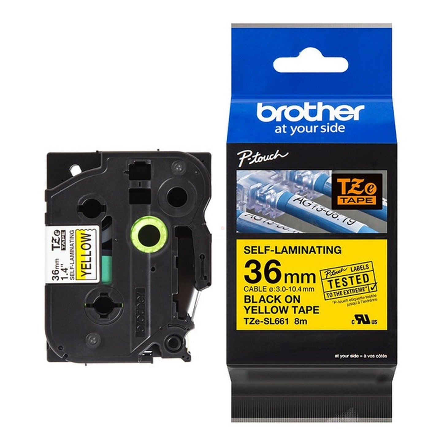 Ruban cassette d'origine Brother TZESL661 - noir, jaune